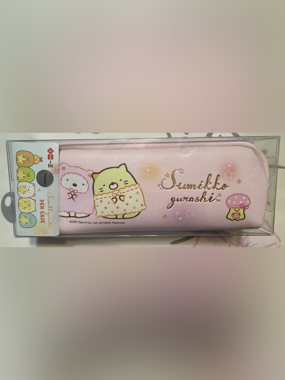 ๐ Official San-X Sumikko Gurashi Faux Pink Leather Stationery or makeup bag